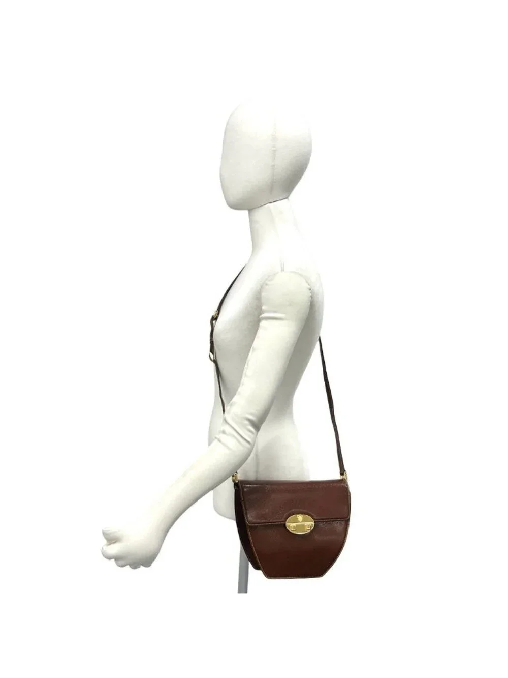Gucci Vintage Logo Leather Shoulder Bag Pochette Brown